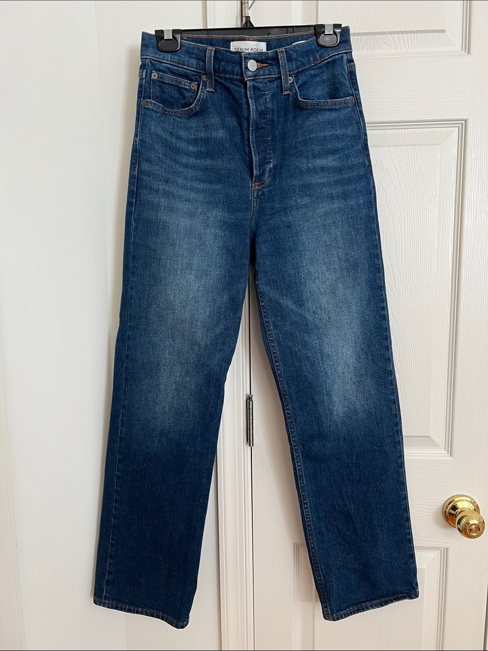 Aritzia Denim Forum Arlo High-Rise Straight-Leg Jeans in Dark Blue Wash Size 27